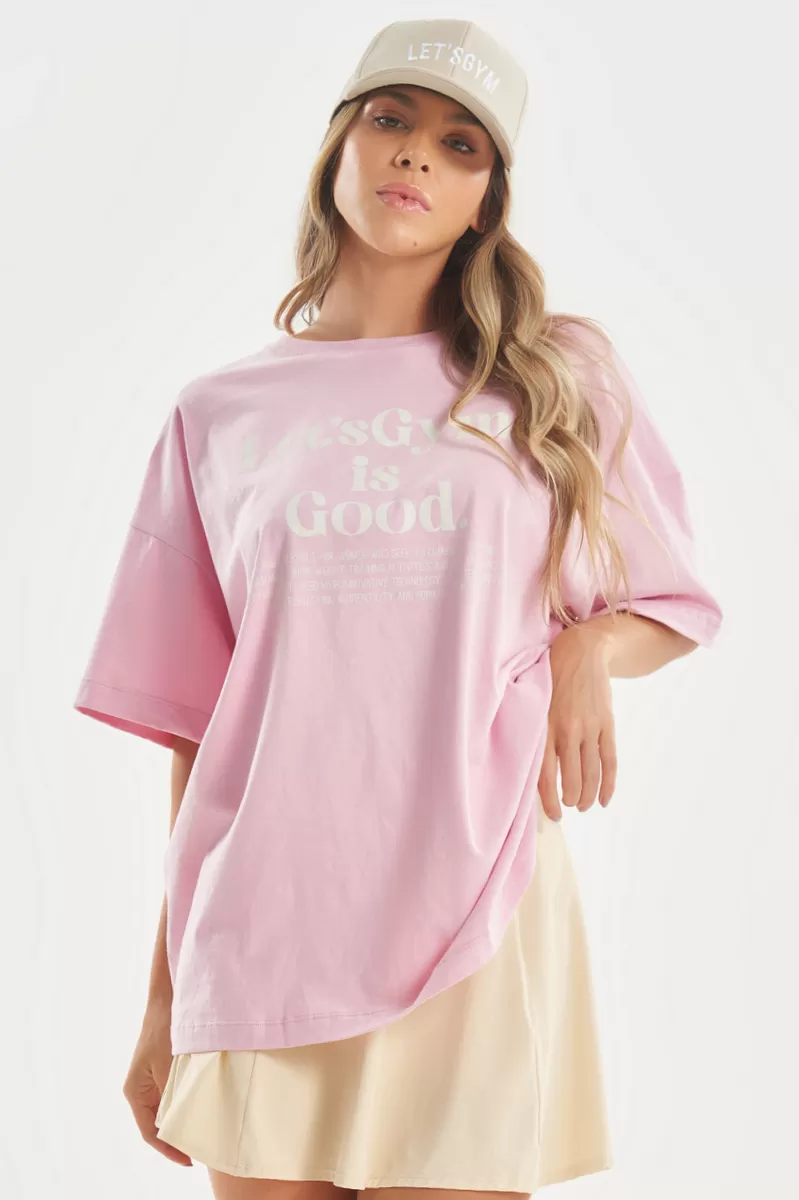 Camiseta Oversized Minimal Glow Rosa Claro