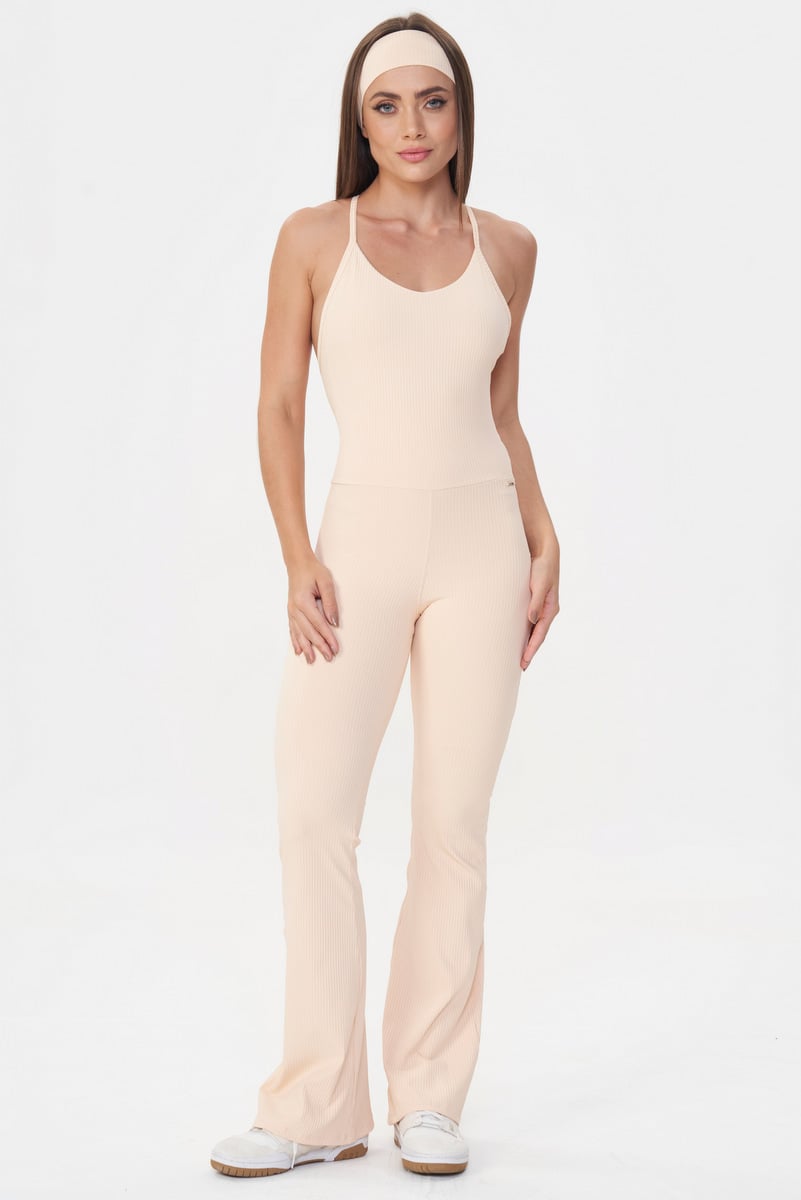 Macacão Flare Comfort Rib Soft Peach